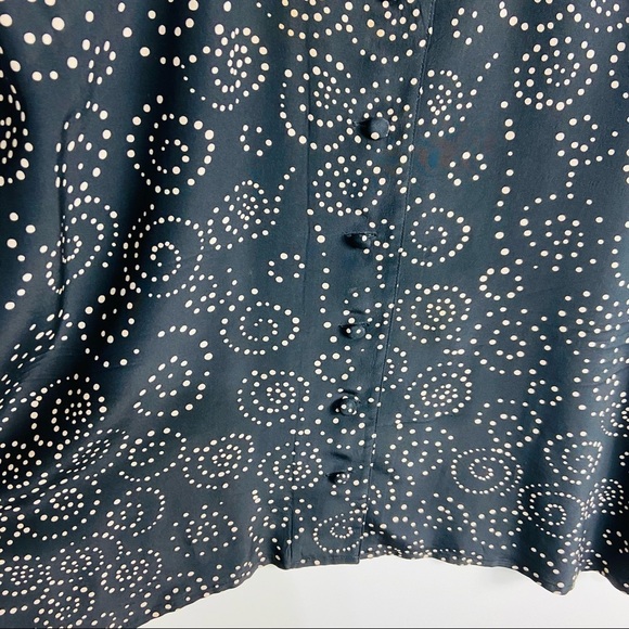 Gillian studio Size 16 vintage 100% silk shirt button down black brown dots - Picture 4 of 7